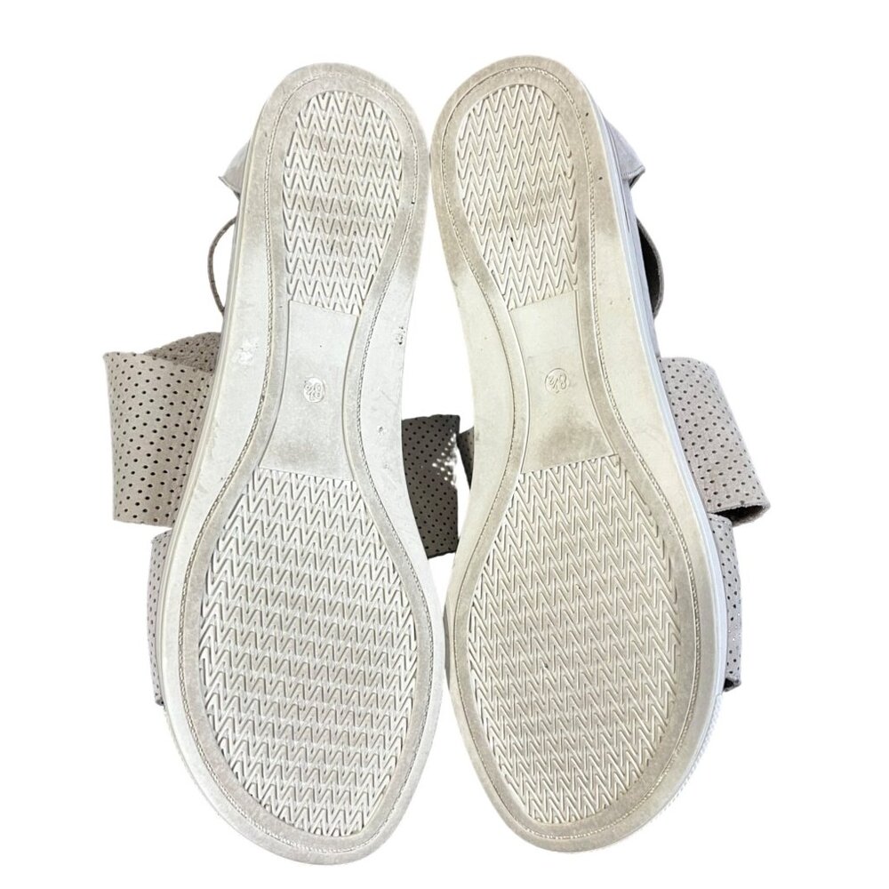 Eileen Fisher Women's 8.5 Sandals Wedge Open Toe Perforated Beige Zip Closure - Picture 8 of 8